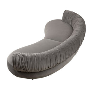 English Elm 102.36 Curved Sectional Sofa Velvet Pleated Arc Silhouette for Modern Living Rooms Gray W876S00354