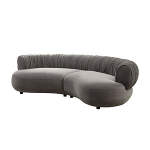 English Elm 102.36 Curved Sectional Sofa Velvet Pleated Arc Silhouette for Modern Living Rooms Gray W876S00354