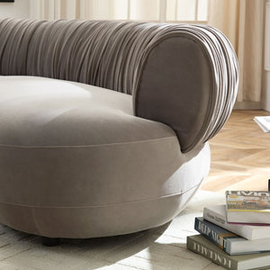 English Elm 102.36 Curved Sectional Sofa Velvet Pleated Arc Silhouette for Modern Living Rooms Gray W876S00354