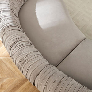 English Elm 102.36 Curved Sectional Sofa Velvet Pleated Arc Silhouette for Modern Living Rooms Gray W876S00354