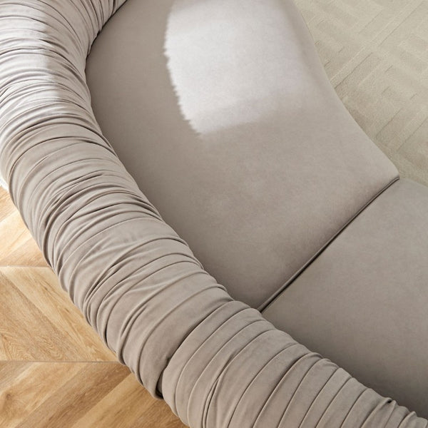 English Elm 102.36 Curved Sectional Sofa Velvet Pleated Arc Silhouette for Modern Living Rooms Gray W876S00354
