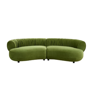 English Elm 102.36 Curved Sectional Sofa Velvet Pleated Arc Silhouette for Modern Living Rooms Green W876S00355