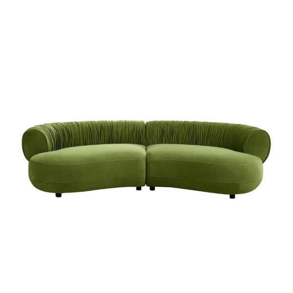 English Elm 102.36 Curved Sectional Sofa Velvet Pleated Arc Silhouette for Modern Living Rooms Green W876S00355