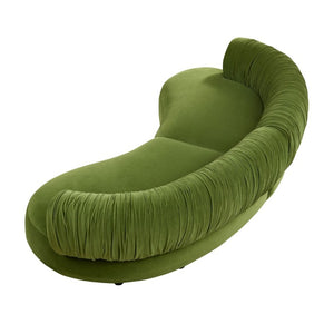 English Elm 102.36 Curved Sectional Sofa Velvet Pleated Arc Silhouette for Modern Living Rooms Green W876S00355
