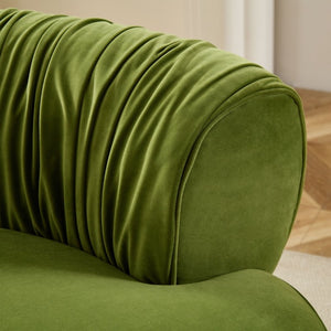 English Elm 102.36 Curved Sectional Sofa Velvet Pleated Arc Silhouette for Modern Living Rooms Green W876S00355