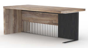 English Elm N2806 Executive Steel Frame Office Desk with Wood Grain Veneer and Cable Management W881P235438