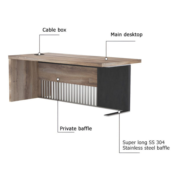 English Elm N2806 Executive Steel Frame Office Desk with Wood Grain Veneer and Cable Management W881P235438