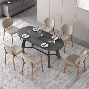 English Elm 70.86 Inch Oval Rustic Dining Table Seats 8 with Tapered Legs for Open Plan Rooms W881P279141
