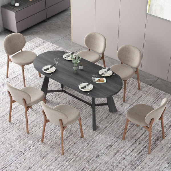 English Elm 70.86 Inch Oval Rustic Dining Table Seats 8 with Tapered Legs for Open Plan Rooms W881P279141