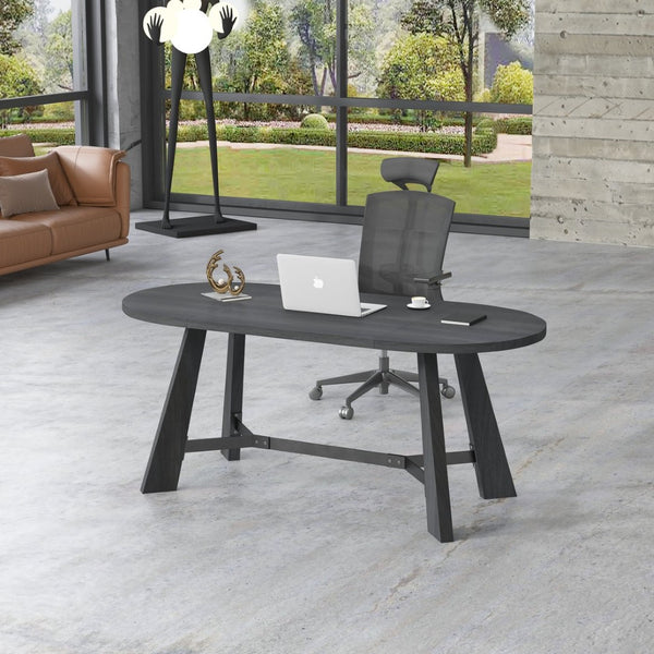 English Elm 70.86 Inch Oval Rustic Dining Table Seats 8 with Tapered Legs for Open Plan Rooms W881P279141