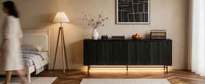 English Elm Tv40304 Modern Sideboard with Recessed Doors Adjustable Shelves and Metal Hardware W881P368614