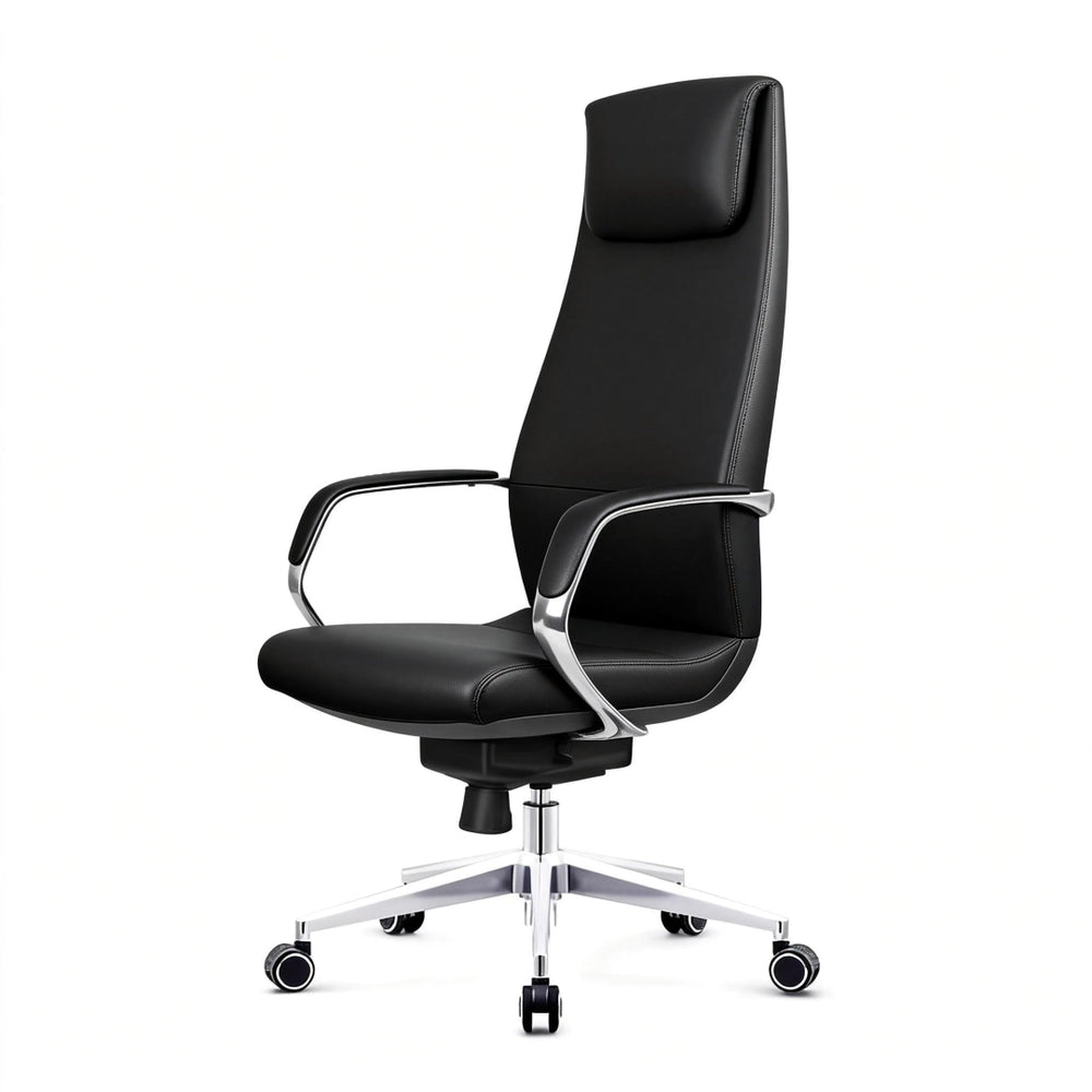 English Elm Py-22 Genuine Nappa Leather High Back Executive Chair with Extended Headrest Support W881P424916
