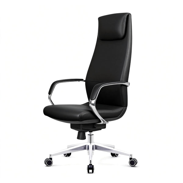 English Elm Py-22 Genuine Nappa Leather High Back Executive Chair with Extended Headrest Support W881P424916