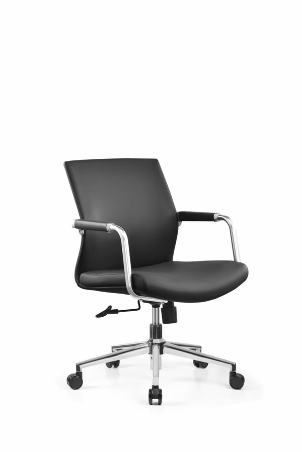English Elm Py-29 Premium Nappa Leather Accent Chair Wide Seat High Density Foam Living Room Black W881P424918