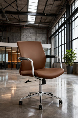 English Elm Py-29 Premium Nappa Leather Accent Chair Wide Seat High Density Foam Living Room Brown W881P424919