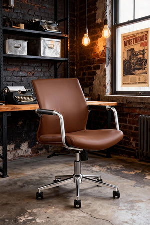 English Elm Py-29 Premium Nappa Leather Accent Chair Wide Seat High Density Foam Living Room Brown W881P424919