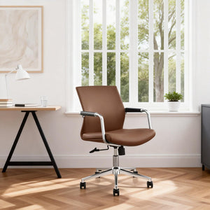 English Elm Py-29 Premium Nappa Leather Accent Chair Wide Seat High Density Foam Living Room Brown W881P424919