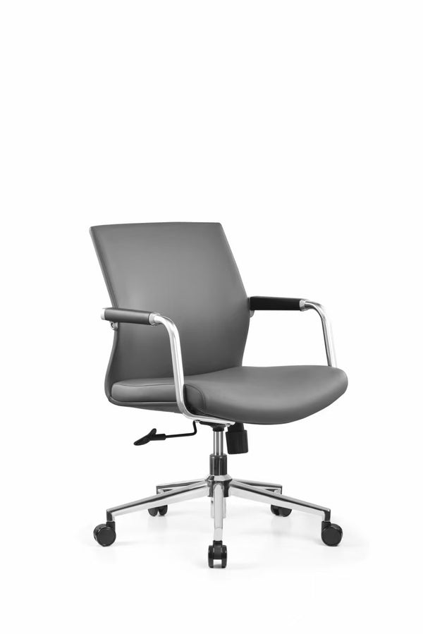 English Elm Py-29 Premium Nappa Leather Accent Chair Wide Seat High Density Foam Living Room Grey W881P424920