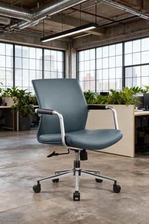 English Elm Py-29 Premium Nappa Leather Accent Chair Wide Seat High Density Foam Living Room Blue W881P424921