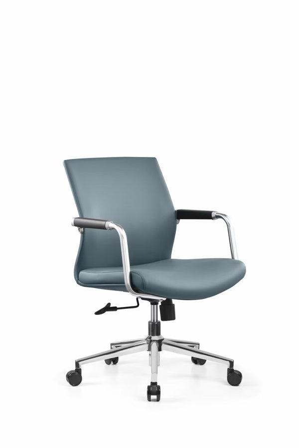 English Elm Py-29 Premium Nappa Leather Accent Chair Wide Seat High Density Foam Living Room Blue W881P424921