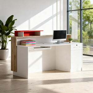 English Elm Wr003 L-Shaped Executive Desk with Side Cabinet Engineered Wood Home Office 1.8M W881P453938