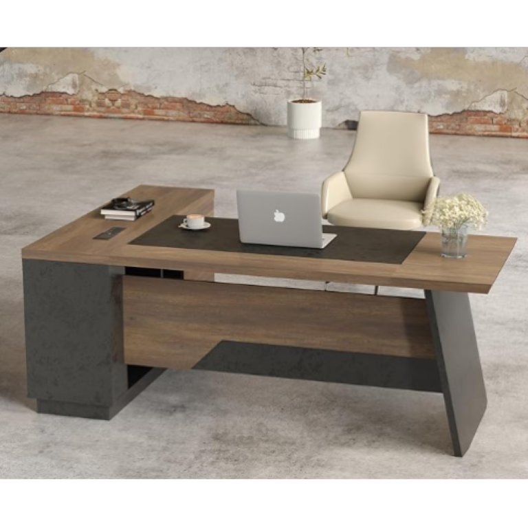 English Elm Cd-2608 L-Shaped Executive Desk with Side Storage Cabinet for Modern Home Office W881P556961