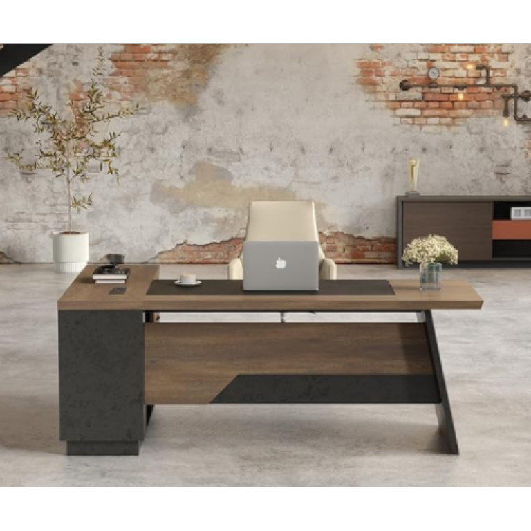 English Elm Cd-2608 L-Shaped Executive Desk with Side Storage Cabinet for Modern Home Office W881P556961