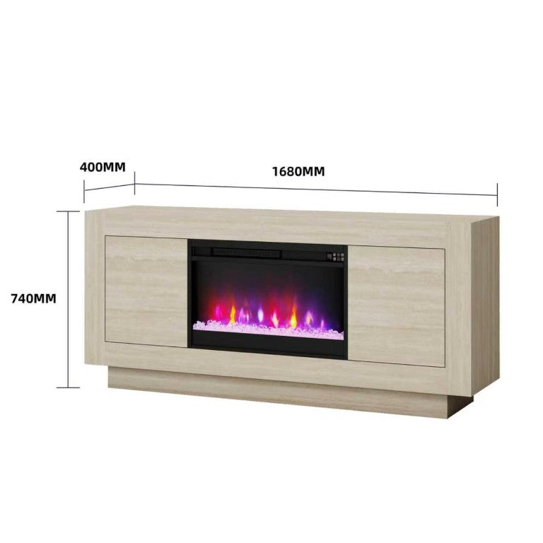 English Elm Tv40522 Electric Fireplace TV Stand with Sliding Doors and 7 Flame Colors W881P599026
