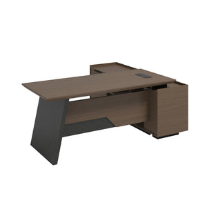 English Elm X8807 Executive L-shaped Desk with Storage Cabinet for Modern Home Office Use W881S00139