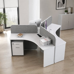 English Elm Bsc-Rd01 L-Shaped Executive Desk with Storage Cabinet for Modern Home Office W881S00255