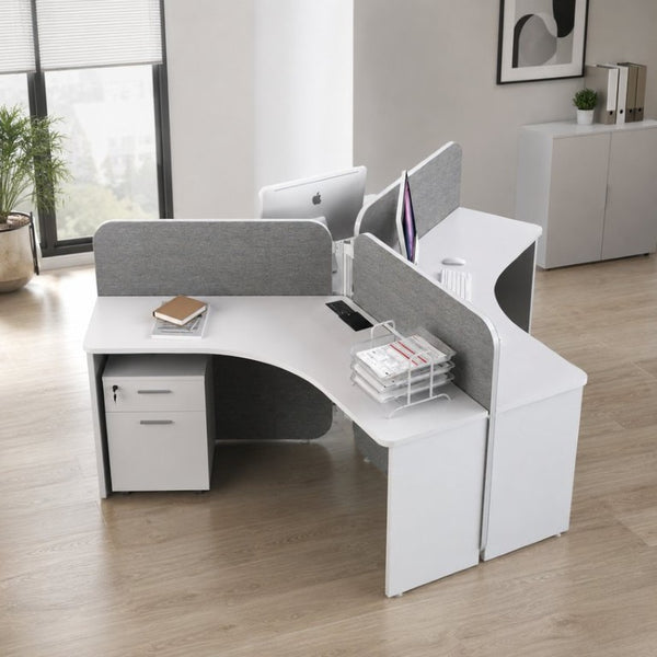 English Elm Bsc-Rd01 L-Shaped Executive Desk with Storage Cabinet for Modern Home Office W881S00255