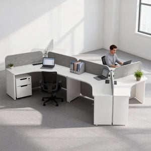 English Elm Bsc-Rd01 L-Shaped Executive Desk with Storage Cabinet for Modern Home Office W881S00255