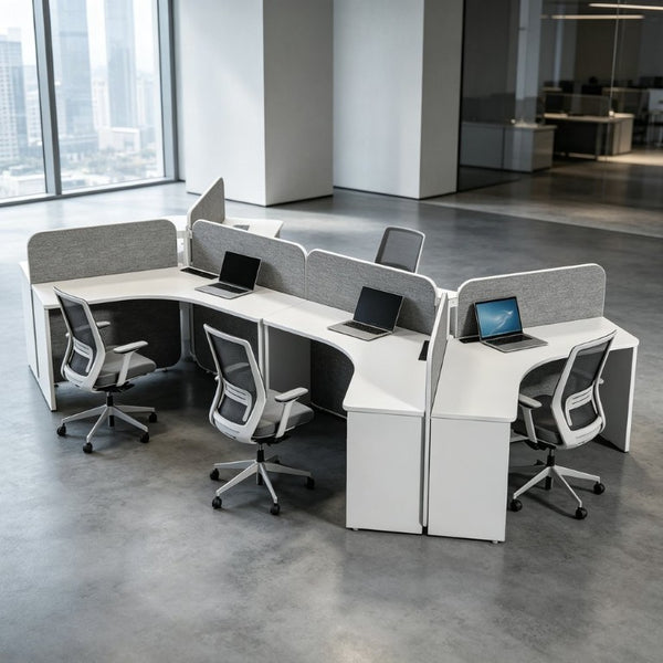 English Elm Bsc-Rd01 L-Shaped Executive Desk with Storage Cabinet for Modern Home Office W881S00255