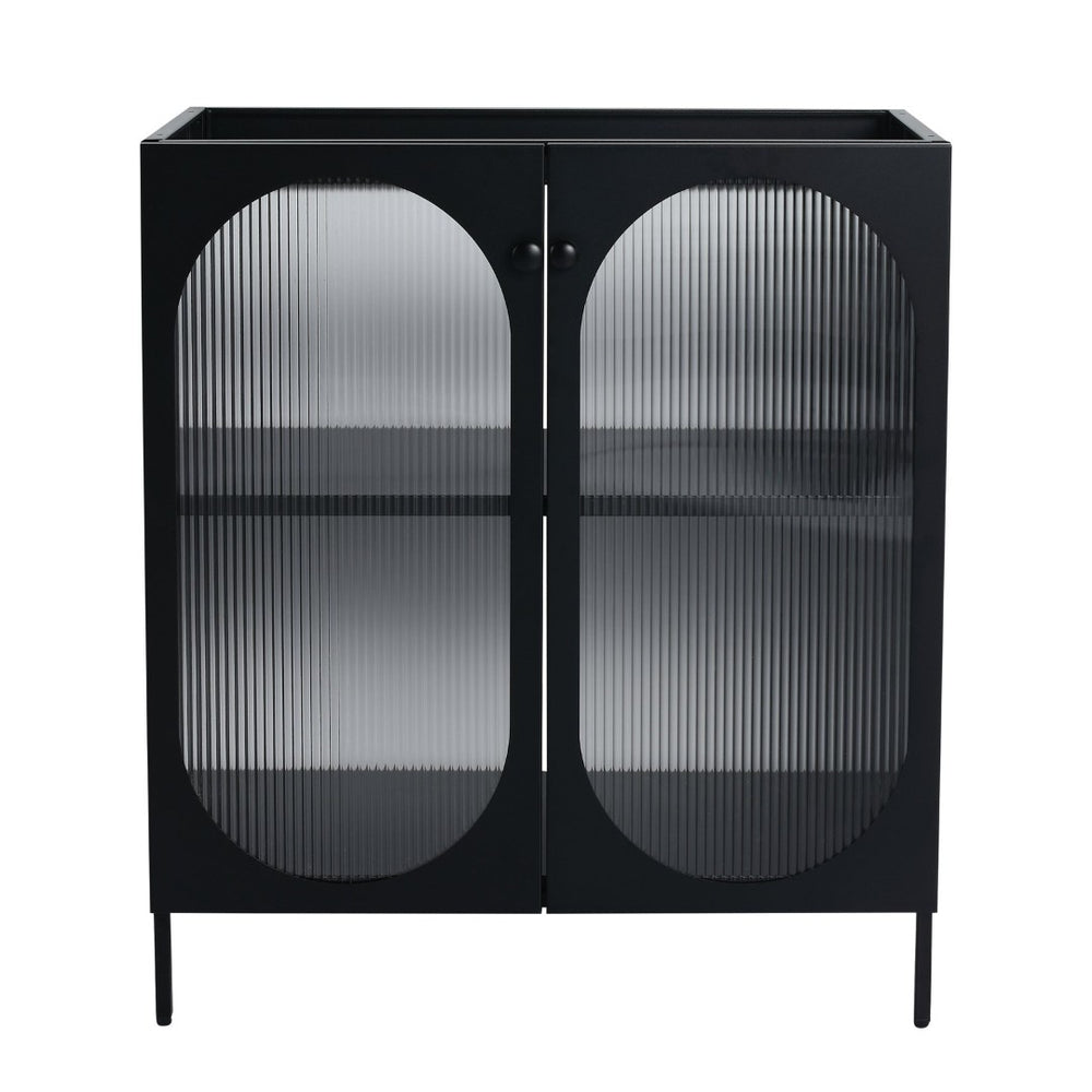 English Elm 30(29-5/16") Freestanding Bathroom Vanity Matte Black Steel Acrylic Modern Storage Cabinet W999P176014