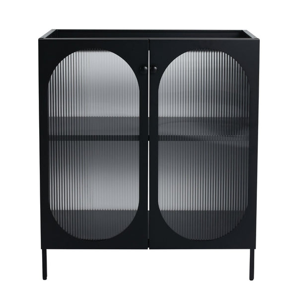 English Elm 30(29-5/16") Freestanding Bathroom Vanity Matte Black Steel Acrylic Modern Storage Cabinet W999P176014