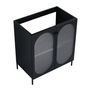 English Elm 30(29-5/16") Freestanding Bathroom Vanity Matte Black Steel Acrylic Modern Storage Cabinet W999P176014