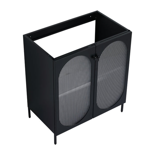 English Elm 30(29-5/16") Freestanding Bathroom Vanity Matte Black Steel Acrylic Modern Storage Cabinet W999P176014