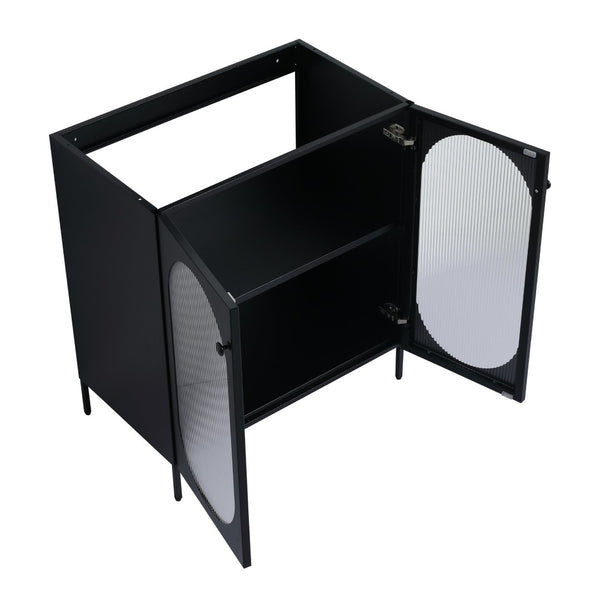 English Elm 30(29-5/16") Freestanding Bathroom Vanity Matte Black Steel Acrylic Modern Storage Cabinet W999P176014
