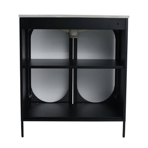 English Elm 30(29-5/16") Freestanding Bathroom Vanity Matte Black Steel Acrylic Modern Storage Cabinet W999P176014