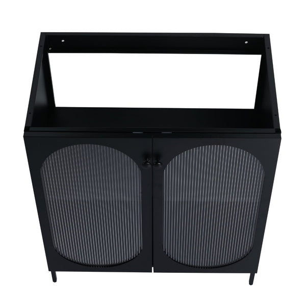 English Elm 30(29-5/16") Freestanding Bathroom Vanity Matte Black Steel Acrylic Modern Storage Cabinet W999P176014