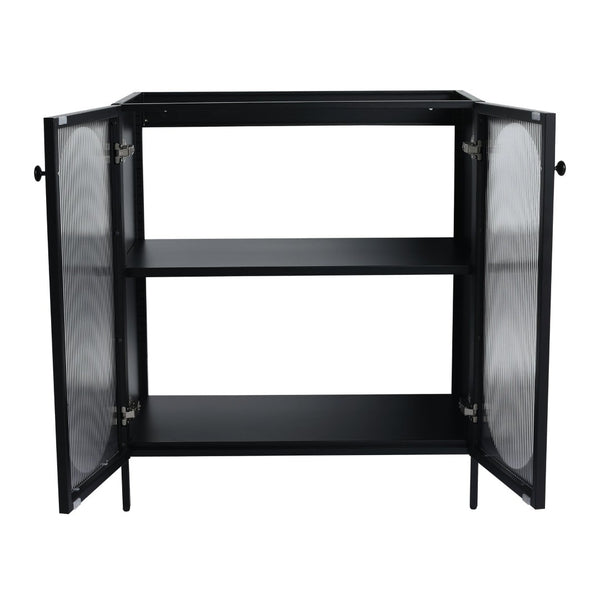 English Elm 30(29-5/16") Freestanding Bathroom Vanity Matte Black Steel Acrylic Modern Storage Cabinet W999P176014