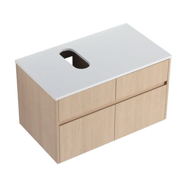 English Elm 32(31-1/2 Inch Wall Mount Bathroom Vanity with Soft Close Doors and Storage Drawer W999P321190