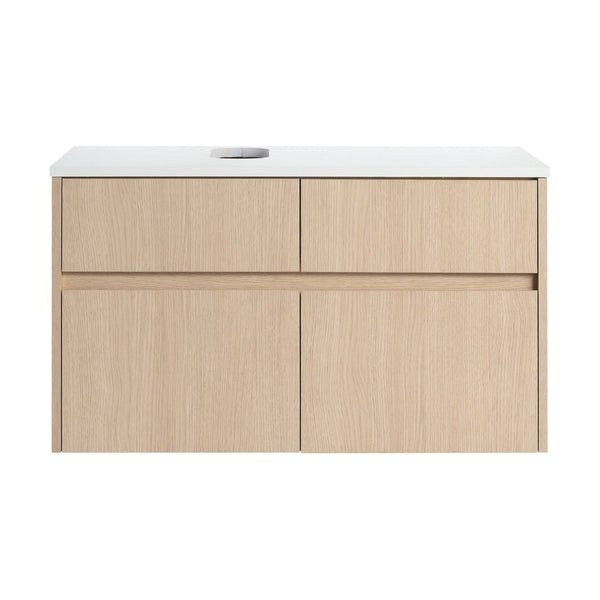 English Elm 32(31-1/2 Inch Wall Mount Bathroom Vanity with Soft Close Doors and Storage Drawer W999P321190