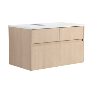 English Elm 32(31-1/2 Inch Wall Mount Bathroom Vanity with Soft Close Doors and Storage Drawer W999P321190