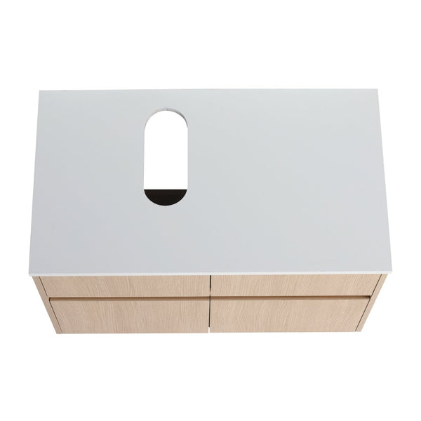 English Elm 32(31-1/2 Inch Wall Mount Bathroom Vanity with Soft Close Doors and Storage Drawer W999P321190