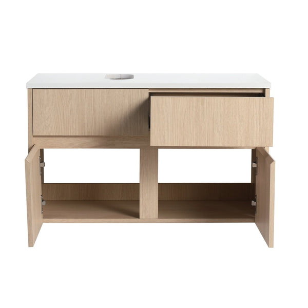 English Elm 32(31-1/2 Inch Wall Mount Bathroom Vanity with Soft Close Doors and Storage Drawer W999P321190