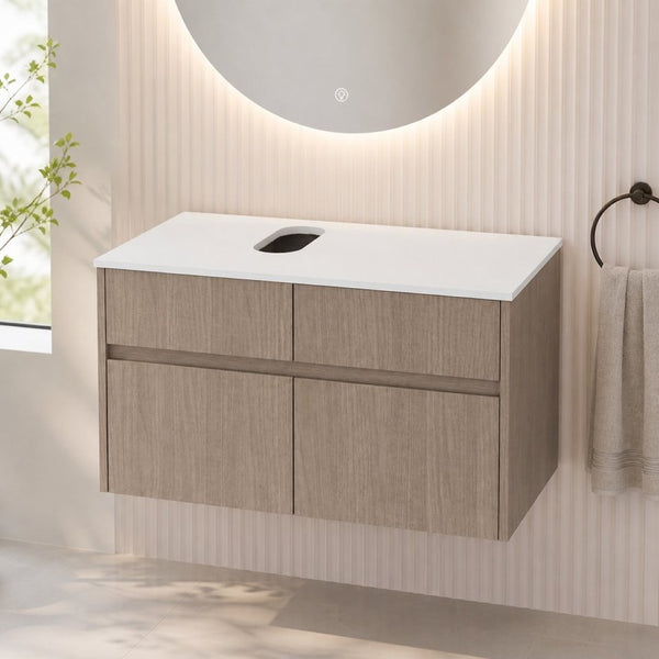 English Elm 32(31-1/2") Floating Bathroom Vanity Cabinet Soft Close Doors Drawer Modern Bath W999P321191