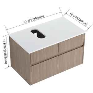 English Elm 32(31-1/2") Floating Bathroom Vanity Cabinet Soft Close Doors Drawer Modern Bath W999P321191