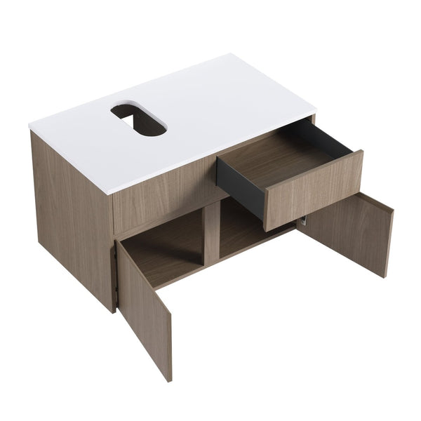 English Elm 32(31-1/2") Floating Bathroom Vanity Cabinet Soft Close Doors Drawer Modern Bath W999P321191