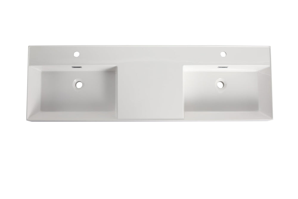 English Elm 60 Inch Resin Vessel Sink Wide Double Vanity Basin Contemporary Bathroom Style W999P358907